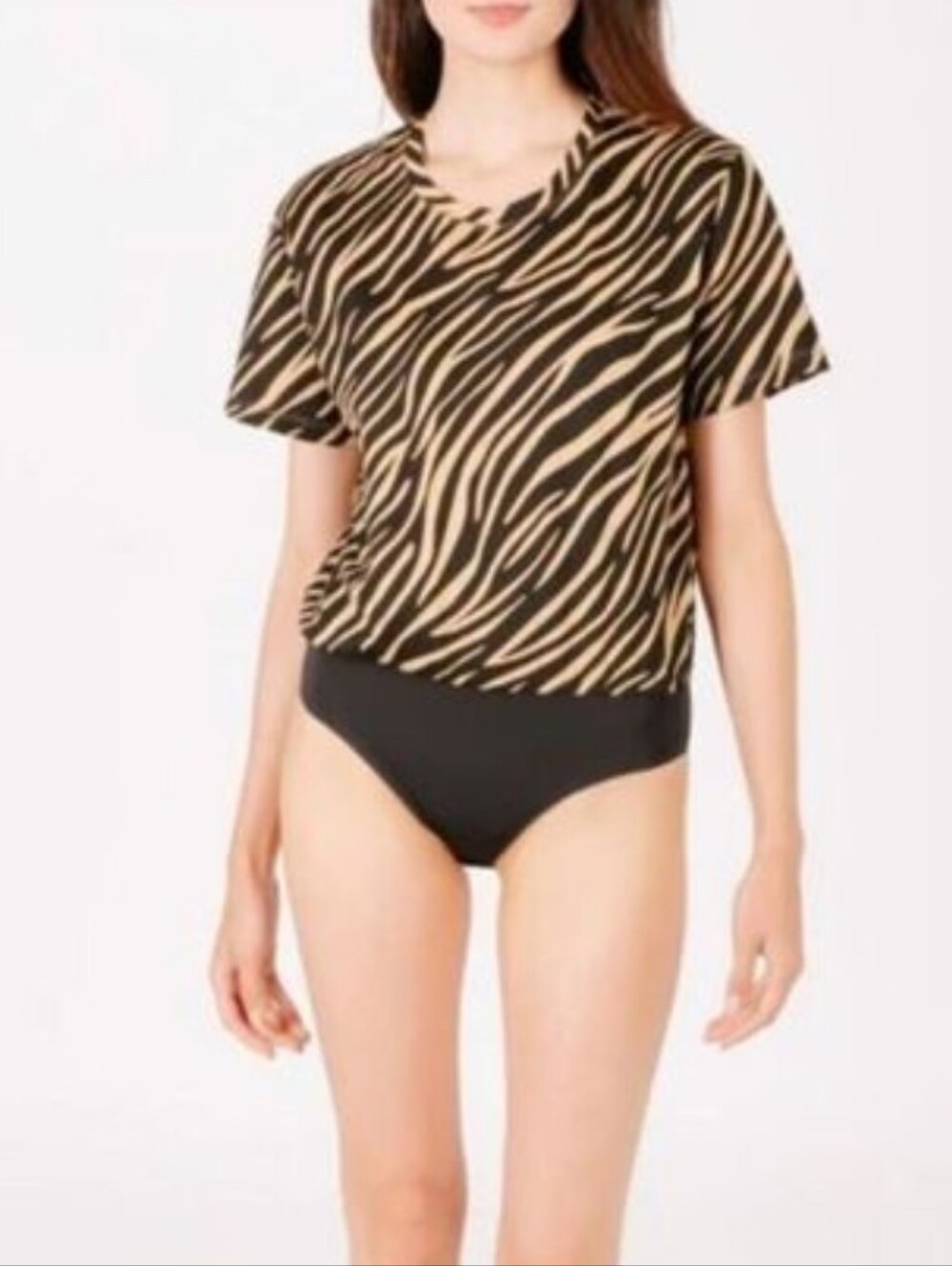 Bodysuit - Smash & Tess Tiger Print Shirt Sleeve Size Small